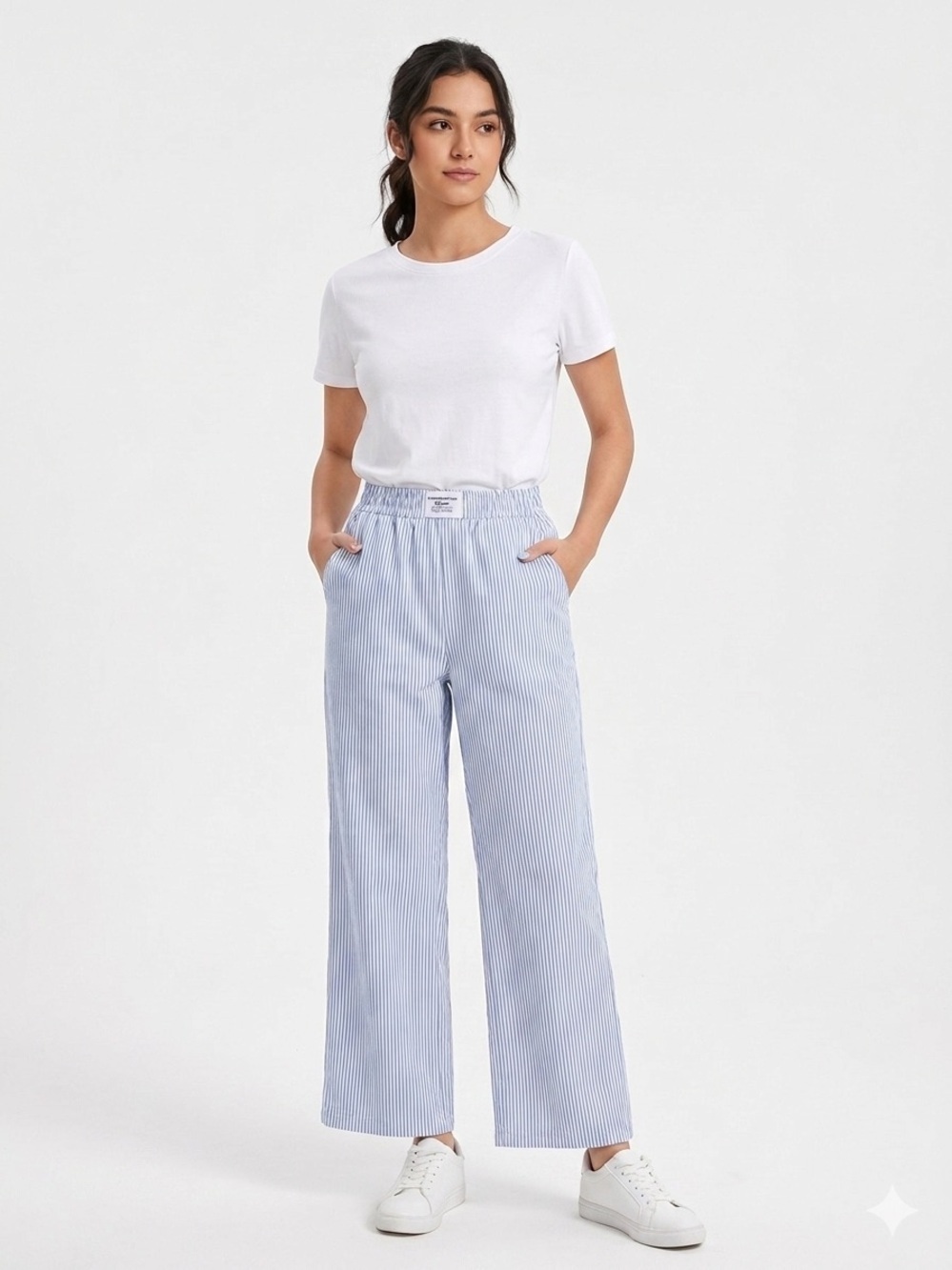 SHEIN EZwear Striped Wide Leg Pants Coastal Summer Lounge Size XS